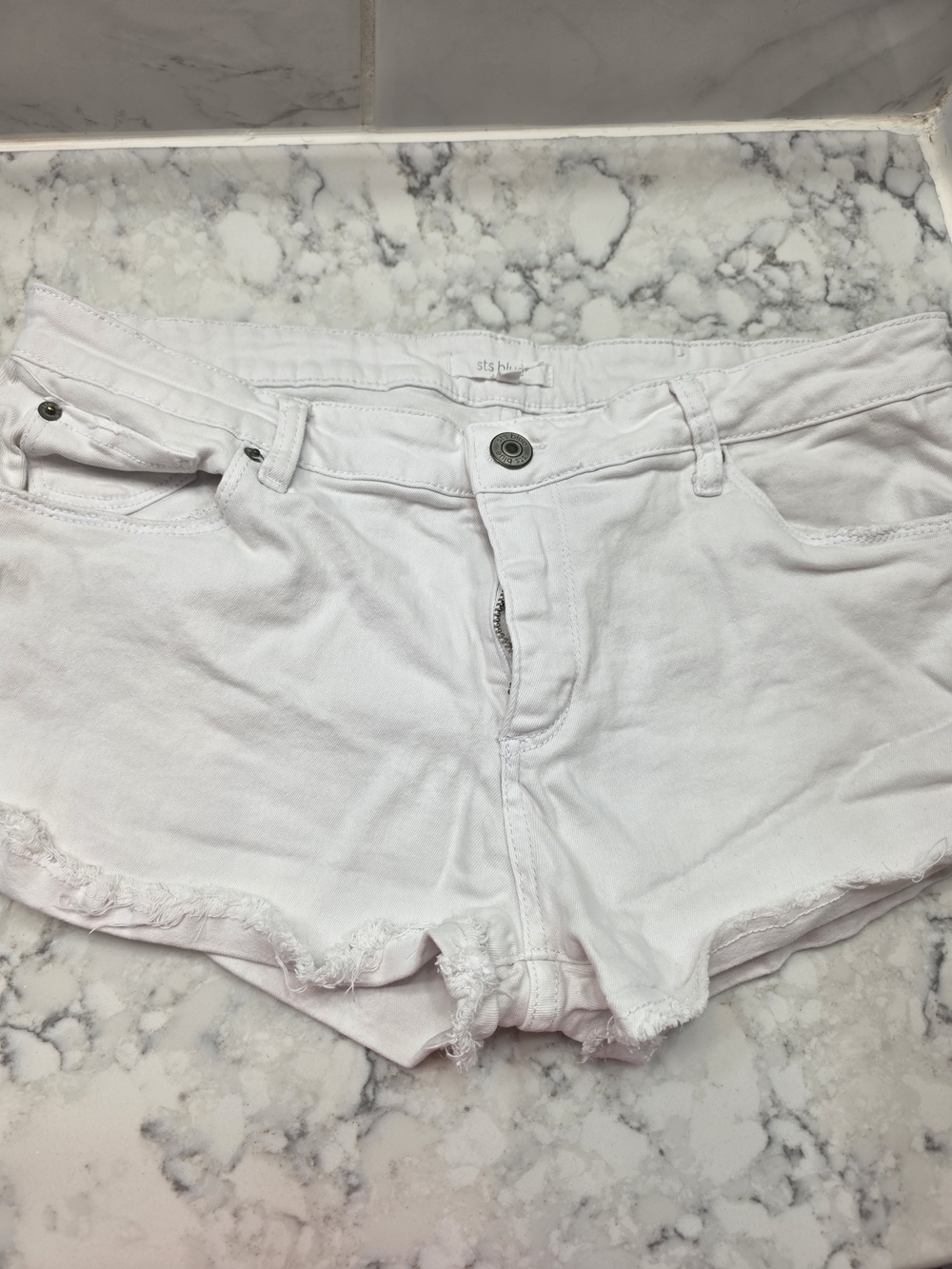White Women's Denim Cutoff Shorts - sts blue
